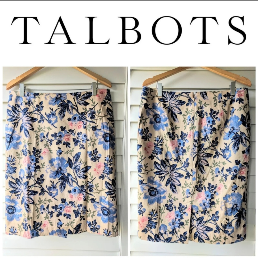 Talbot's Blue Floral Pencil Skirt
